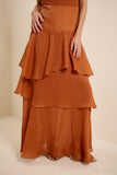 Vestido Longo Festa Camadas Terracota Lucidez