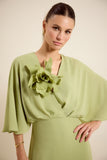 Vestido Longo Festa com Flor Verde Seiva Lucidez