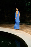 Vestido Longo Fluido Babados Azul Anne Fernandes