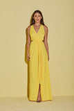 Vestido Longo Fluity Abertura Lateral Amarelo Voar