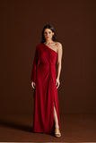 Vestido Longo Fluity Manga Ampla Vermelho Cereja Voar