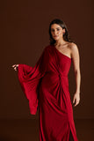 Vestido Longo Fluity Manga Ampla Vermelho Cereja Voar