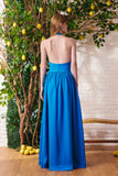 Vestido Longo Frente Única Crepe Azul Eterno Litt