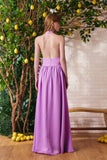 Vestido Longo Frente Única Crepe Púrpura Litt