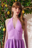 Vestido Longo Frente Única Crepe Púrpura Litt