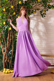 Vestido Longo Frente Única Crepe Púrpura Litt