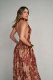 Vestido Longo Frente Única Floral Anne Fernandes