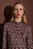 Vestido Longo Jacquard Geométrico Floresta Voar