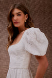 Vestido Longo Laise Manga Bufante Off White Litt