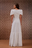 Vestido Longo Laise Manga Bufante Off White Litt