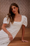 Vestido Longo Laise Manga Bufante Off White Litt