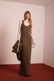Vestido Longo Marrom Oliva Anne Fernandes