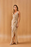 Vestido Longo Paetê Dourado Voar
