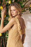Vestido Longo Renda Babado Bege Camomila Litt