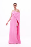 Vestido Longo Sem Alças Crepe Rosa Arte Sacra