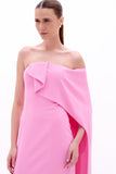 Vestido Longo Sem Alças Crepe Rosa Arte Sacra