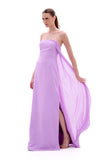 Vestido Longo Sobreposição Chiffon Lavanda Arte Sacra