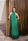 Vestido Longo Tarquinado Verde Anne Fernandes