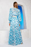 Vestido Longo Trespassado Estampado Poseidon Skazi