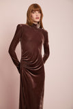 Vestido Longo Veludo Marrom Anne Fernandes