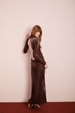 Vestido Longo Veludo Marrom Anne Fernandes