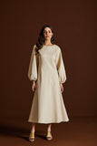 Vestido Manga Bufante Malha King Areia Voar