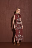 Vestido Maxi Midi Jacquard Floral Floresta Voar