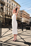 Vestido Midi Alça Laços Off White Anne Fernandes