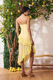 Vestido Midi Assimétrico Musseline Amarelo Milk Litt