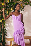 Vestido Midi Assimétrico Musseline Púrpura Litt