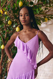 Vestido Midi Assimétrico Musseline Púrpura Litt