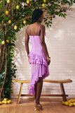Vestido Midi Assimétrico Musseline Púrpura Litt