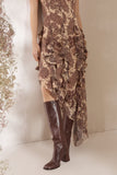 Vestido Midi Babados Estampa Cashmere Litt