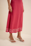 Vestido Midi Barra Bordada Rosa Gerbera Lucidez