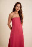Vestido Midi Barra Bordada Rosa Gerbera Lucidez
