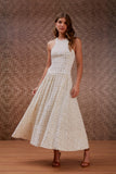 Vestido Midi Bordado Joias Off White Litt