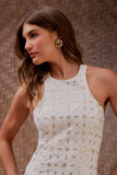 Vestido Midi Bordado Joias Off White Litt