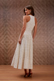 Vestido Midi Bordado Joias Off White Litt