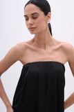 Vestido Midi Cetim Barra Assimétrica Preto Arte Sacra