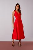 Vestido Midi Cetim Decote V Scarlat Litt