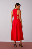 Vestido Midi Cetim Decote V Scarlat Litt