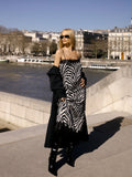 Vestido Midi Cetim com Renda Zebra Anne Fernandes