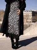Vestido Midi Cetim com Renda Zebra Anne Fernandes