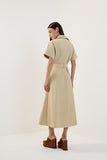 Vestido Midi Chemise Faixa Bege Lucidez