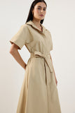 Vestido Midi Chemise Faixa Bege Lucidez