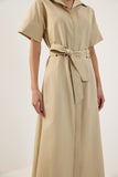 Vestido Midi Chemise Faixa Bege Lucidez
