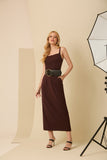 Vestido Midi Corset Marrom Anne Fernandes