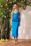 Vestido Midi Crepe Laços Azul Eterno Litt