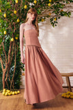 Vestido Midi Crepe Mix Godê Rosewood Litt