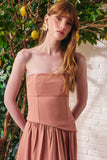 Vestido Midi Crepe Mix Godê Rosewood Litt